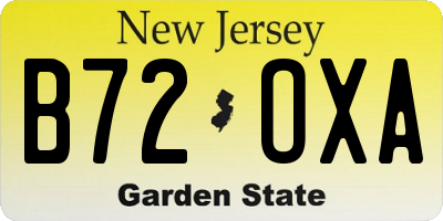 NJ license plate B72OXA