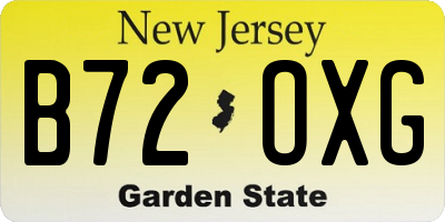 NJ license plate B72OXG