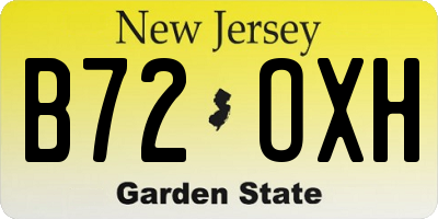 NJ license plate B72OXH
