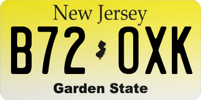 NJ license plate B72OXK