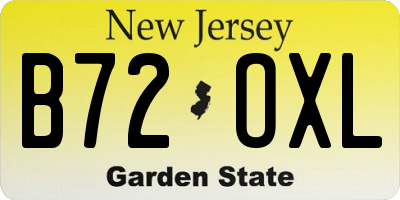 NJ license plate B72OXL