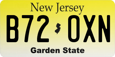 NJ license plate B72OXN