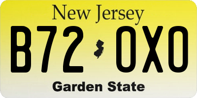 NJ license plate B72OXO