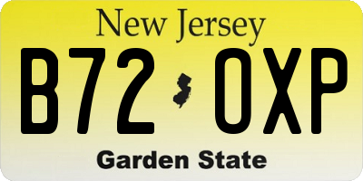 NJ license plate B72OXP
