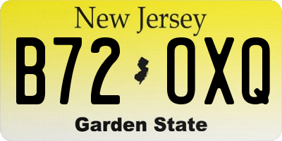 NJ license plate B72OXQ