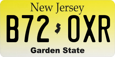 NJ license plate B72OXR