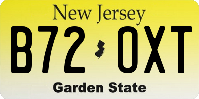 NJ license plate B72OXT