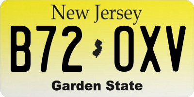 NJ license plate B72OXV