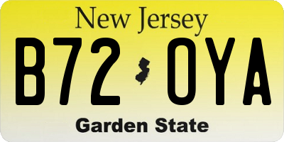 NJ license plate B72OYA