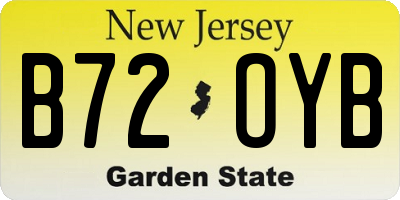 NJ license plate B72OYB