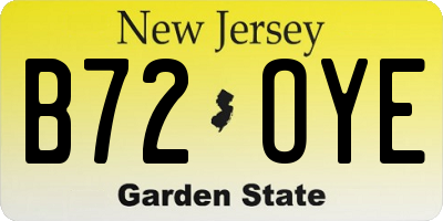 NJ license plate B72OYE