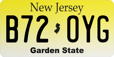 NJ license plate B72OYG