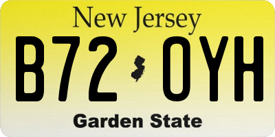 NJ license plate B72OYH