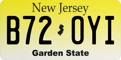 NJ license plate B72OYI