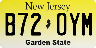 NJ license plate B72OYM