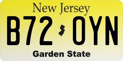 NJ license plate B72OYN