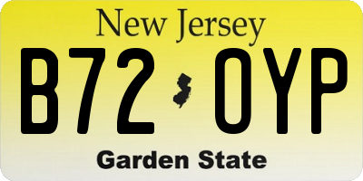 NJ license plate B72OYP