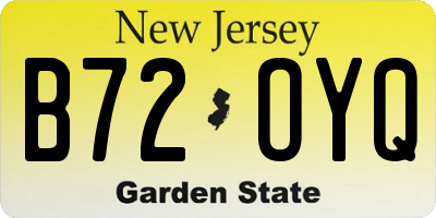 NJ license plate B72OYQ