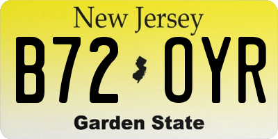 NJ license plate B72OYR