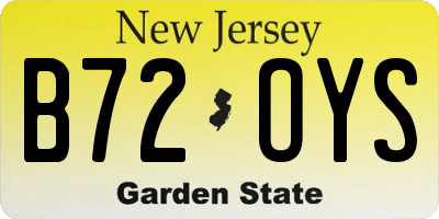 NJ license plate B72OYS