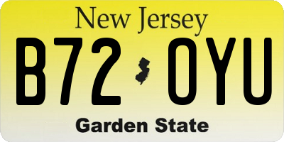 NJ license plate B72OYU