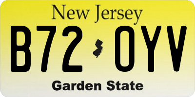 NJ license plate B72OYV