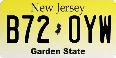 NJ license plate B72OYW
