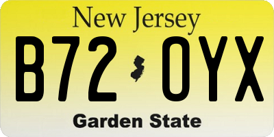NJ license plate B72OYX