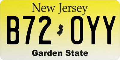 NJ license plate B72OYY