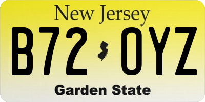 NJ license plate B72OYZ