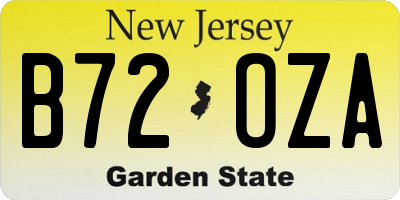 NJ license plate B72OZA