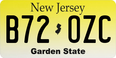 NJ license plate B72OZC