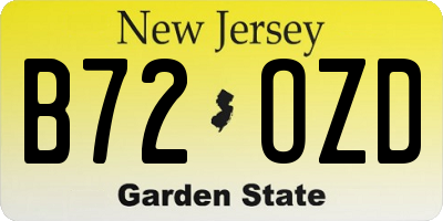 NJ license plate B72OZD