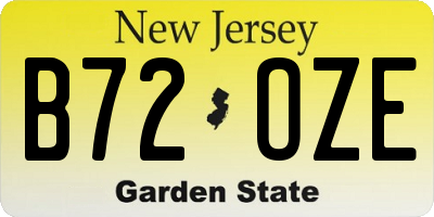 NJ license plate B72OZE