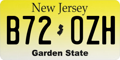 NJ license plate B72OZH