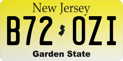 NJ license plate B72OZI