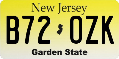 NJ license plate B72OZK