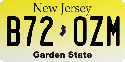 NJ license plate B72OZM