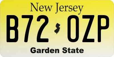 NJ license plate B72OZP