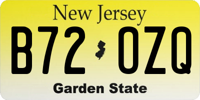 NJ license plate B72OZQ