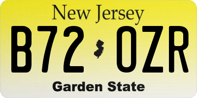 NJ license plate B72OZR