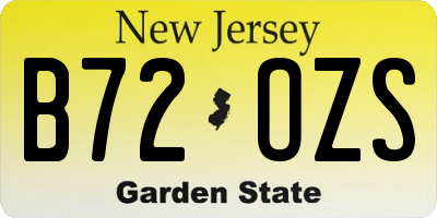 NJ license plate B72OZS