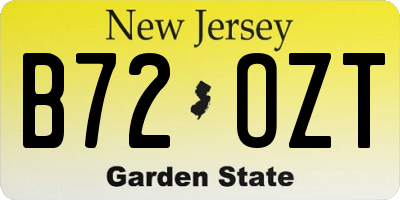 NJ license plate B72OZT