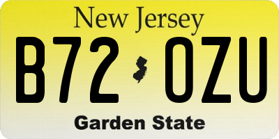 NJ license plate B72OZU