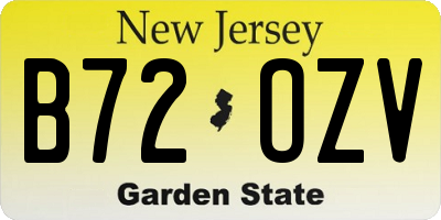 NJ license plate B72OZV
