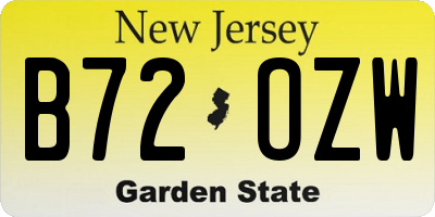 NJ license plate B72OZW