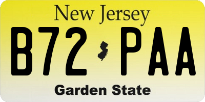 NJ license plate B72PAA