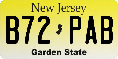 NJ license plate B72PAB