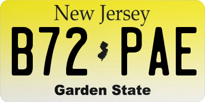 NJ license plate B72PAE
