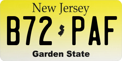 NJ license plate B72PAF